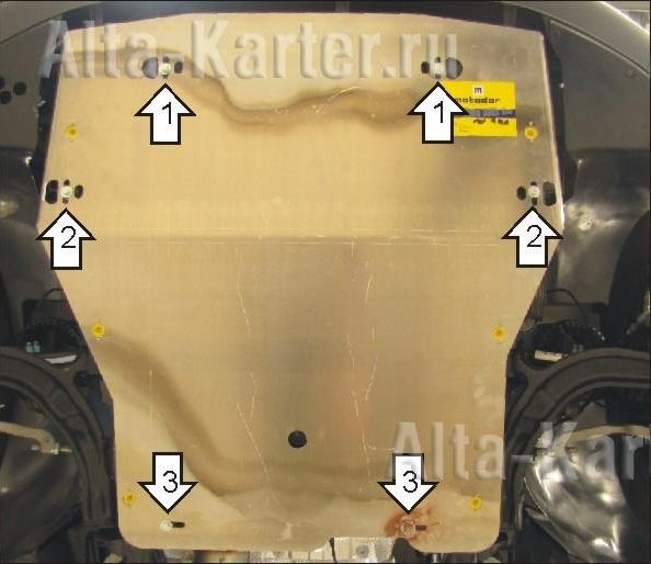 Защита алюминиевая Мотодор для картера, КПП Volkswagen Multivan T5 2005-2026. Артикул 32701