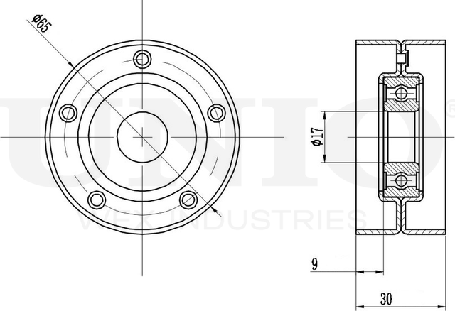 Ролик поликлинового ремня натяжной (Unio). Артикул TNS-10012