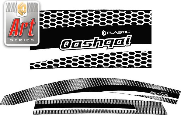 Дефлекторы СА Пластик для окон (Серия "Art" графит) Nissan Qashqai II 2014-2019. Артикул 2010031610169