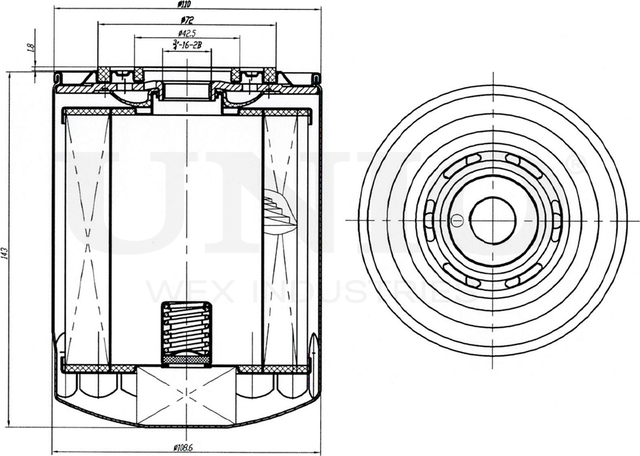 Фильтр масляный (Unio). Артикул FLT-20040