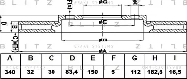 Диск тормозной (Blitz). Артикул BS0353P