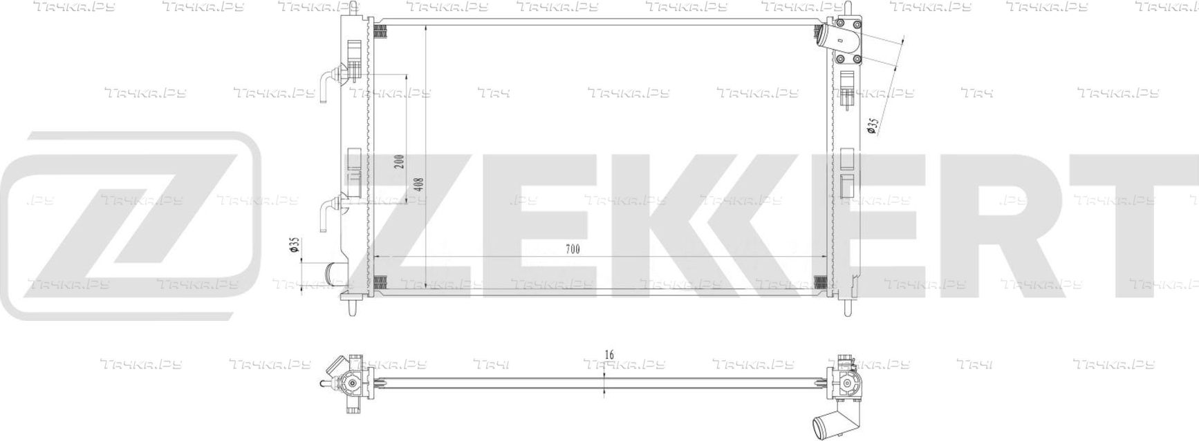 Радиатор охлаждения двигателя Zekkert (алюминий). Артикул MK-1635