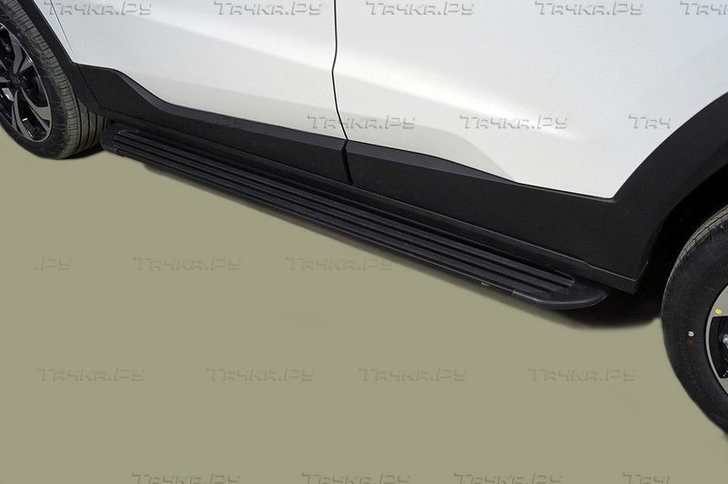 Пороги алюминиевые ТСС Slim Line Black 1720 мм для JAC JS4 2022-2026. Артикул JACJS422-09B