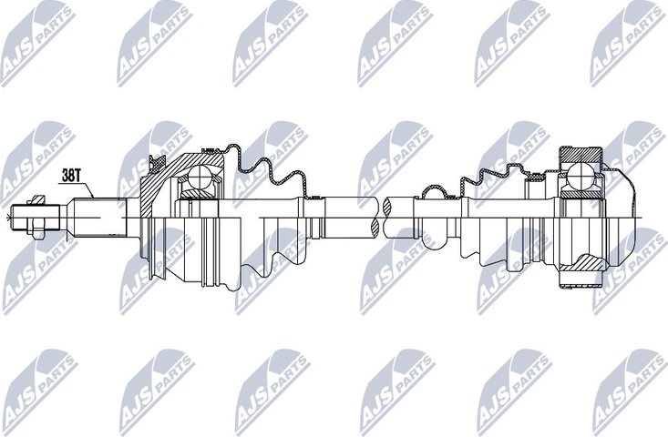 Полуось (привод в сборе, приводной вал) NTY. Артикул NPW-VW-048