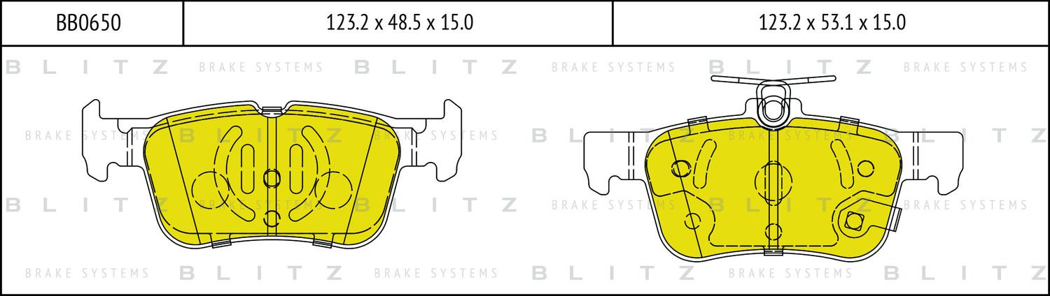 BB0650_колодки дисковые задние!/ Ford Mondeo V 1.6/2.0/2.0TDCI 13 (Blitz). Артикул BB0650