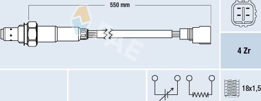 Лямбда-зонд (кислородный датчик) FAE для Toyota Corolla E110 1999-2001. Артикул 77310