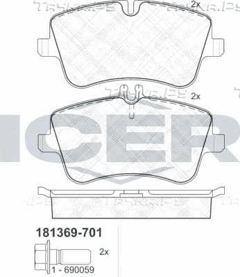 Тормозные колодки Icer. Артикул 181369-701