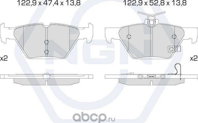 Колодки тормозные керамические, задние (NGN). Артикул 3502514