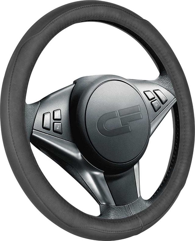 Оплётка на руль CarFashion Bison (размер M, экокожа, цвет ЧЕРНЫЙ/ЧЕРНЫЙ/ЧЕРНЫЙ). Артикул 31298