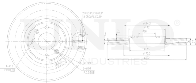 Диск тормозной (Unio). Артикул BRD-20463