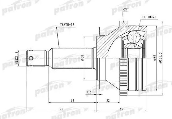 Шрус наружный (граната) Patron. Артикул PCV1350