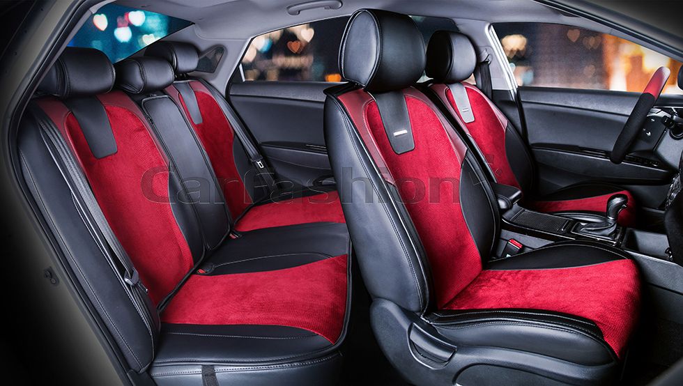 Накидки универсальные CarFashion Space Plus для авто, цвет Черный/Бордовый/Бордовый. Артикул 22406
