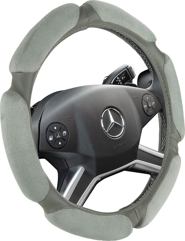Оплётка на руль CarFashion Soft (размер M, экокожа, цвет ТЕМНО-СЕРЫЙ). Артикул 31246