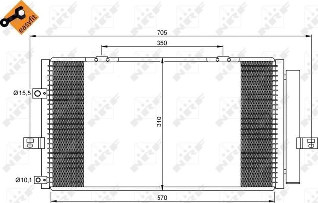 Радиатор кондиционера (конденсатор) NRF EASY FIT для Rover 75 I 1999-2005. Артикул 35659