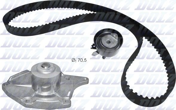 Помпа (водяной насос) с комплектом ремня ГРМ Dolz. Артикул KD133