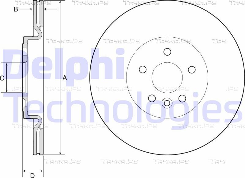 Тормозной диск Delphi задний для Land Rover Range Rover Velar I 2017-2026. Артикул BG4786C