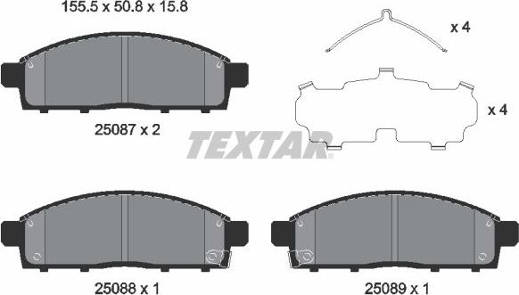 Тормозные колодки Textar передние для Fiat Fullback I 2016-2026. Артикул 2508703