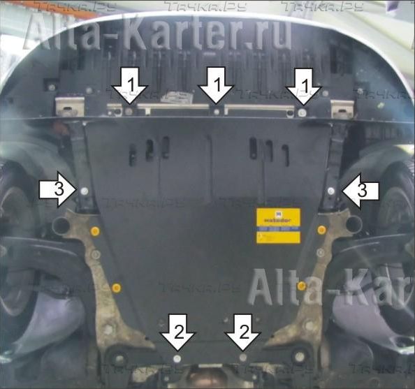 Защита Мотодор для картера и КПП Renault Megane III 2009-2016. Артикул 01721