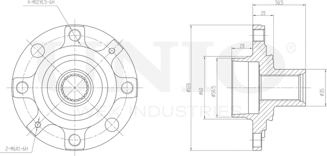 Ступица колеса (Unio). Артикул HUB-20271