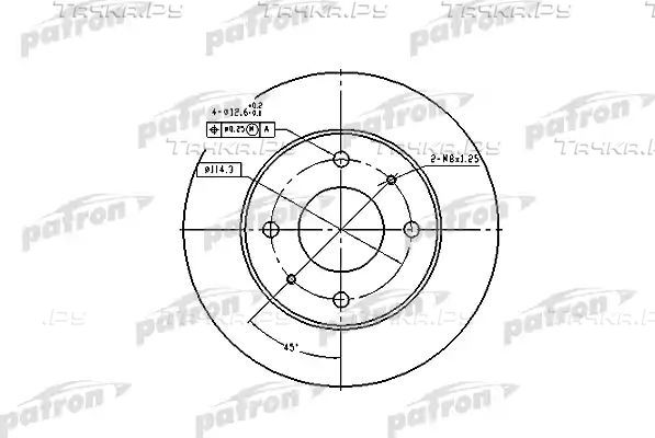 Тормозной диск Patron передний для Mitsubishi Galant VII 1992-1996. Артикул PBD1443