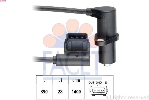 Датчик положения распредвала Facet Made in Italy - OE Equivalent. Артикул 9.0071
