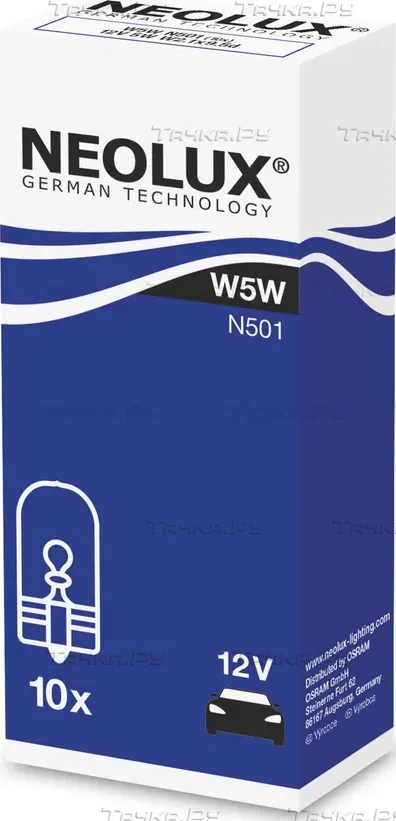 Лампа 12V W5W 5W W2,1x9,5d NEOLUX Standart 1 шт. картон N501. Артикул N501