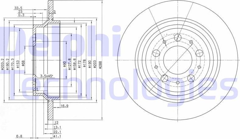 Тормозной диск Delphi. Артикул BG3515