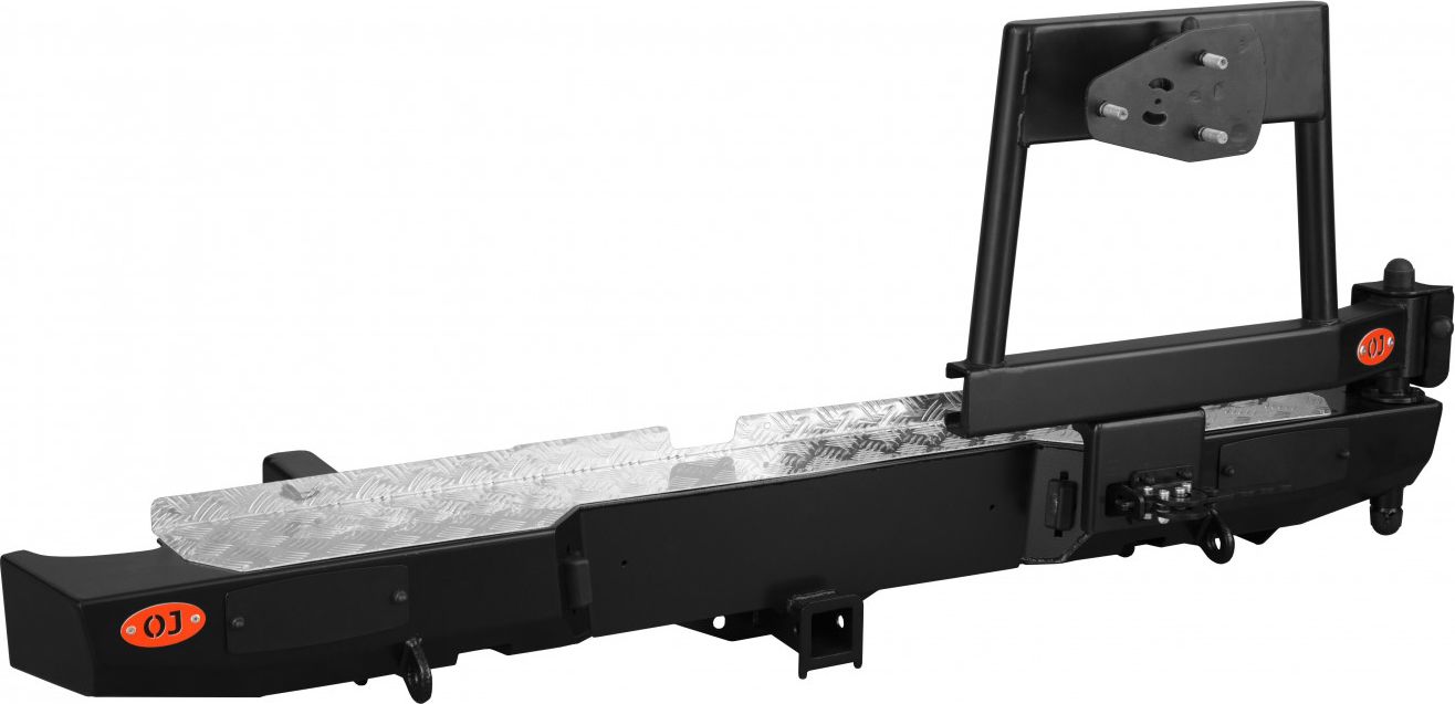 Бампер силовой OJ задний с правой калиткой под запаску для Nissan Navara D40 2010-2026. Артикул 03.168.03