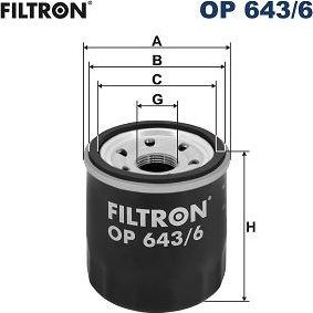 Масляный фильтр Filtron. Артикул OP 643/6