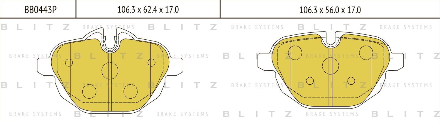 Колодки тормозные BMW 5 (F10/F11)/X3 (F25) 09- задн. (Blitz). Артикул BB0443P