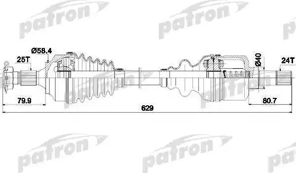 Полуось (привод в сборе, приводной вал) Patron. Артикул PDS0147