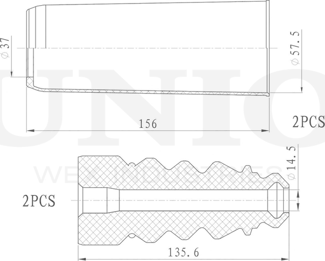 Отбойник и пыльник амортизатора, комплект (Unio). Артикул DUC-50004
