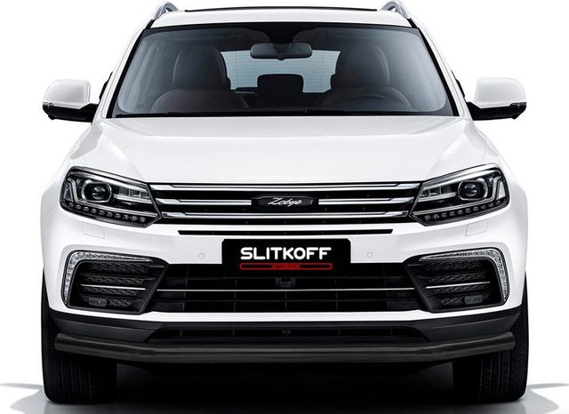Защита Slitkoff переднего бампера d57 для Zotye Coupa 2018-2026 Черная. Артикул ZOTCOP-003B