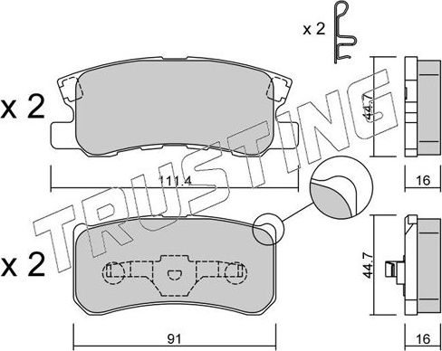 Тормозные колодки Trusting задние для Dodge Avenger II 2009-2013. Артикул 415.1
