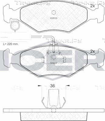 Тормозные колодки Icer передние для Fiat Palio I 1996-2001. Артикул 181226