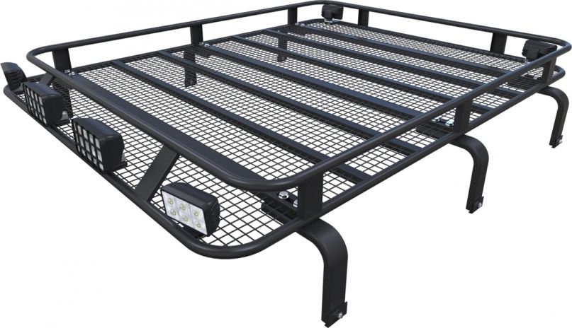 Багажник экспедиционный Podgotoffka 1500х1250х120 с сеткой и креплениями на водостоки для Mitsubishi Pajero I 3дв. I 1981-1990. Артикул PGT-B.96.03