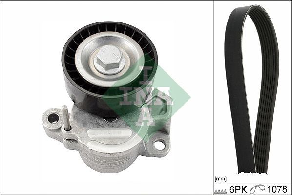 Приводной ремень поликлиновой с роликами (комплект) Ina для SEAT Ibiza IV 2015-2017. Артикул 529 0235 10