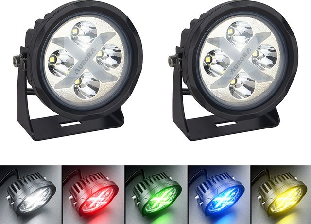 Светодиодная фара дальнего света Aurora 102 мм 40W с RGB подсветкой (комплект 2 шт). Артикул ALO-R4T3-PQ