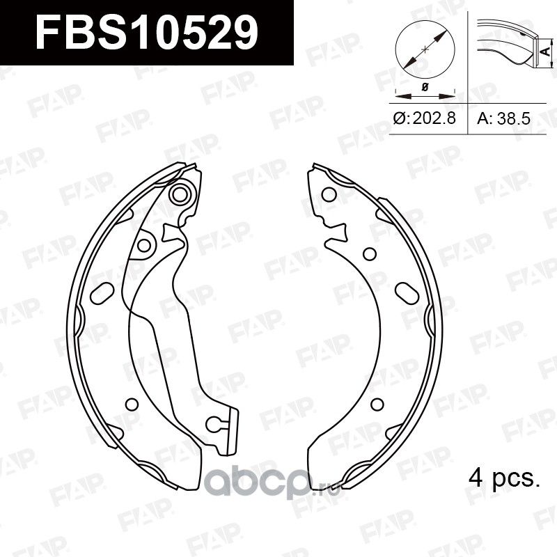 FBS10529 КОЛОДКИ ТОРМОЗНЫЕ БАРАБАННЫЕ (FAP). Артикул FBS10529