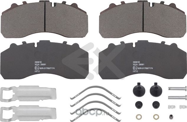 Колодки дисковые с установочным комплектом (WVA 29061, 29087, 29179,) Knorr, KA (Exovo). Артикул 29061E