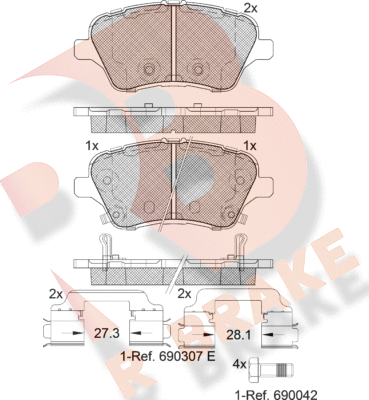 Тормозные колодки R Brake. Артикул RB2108-203