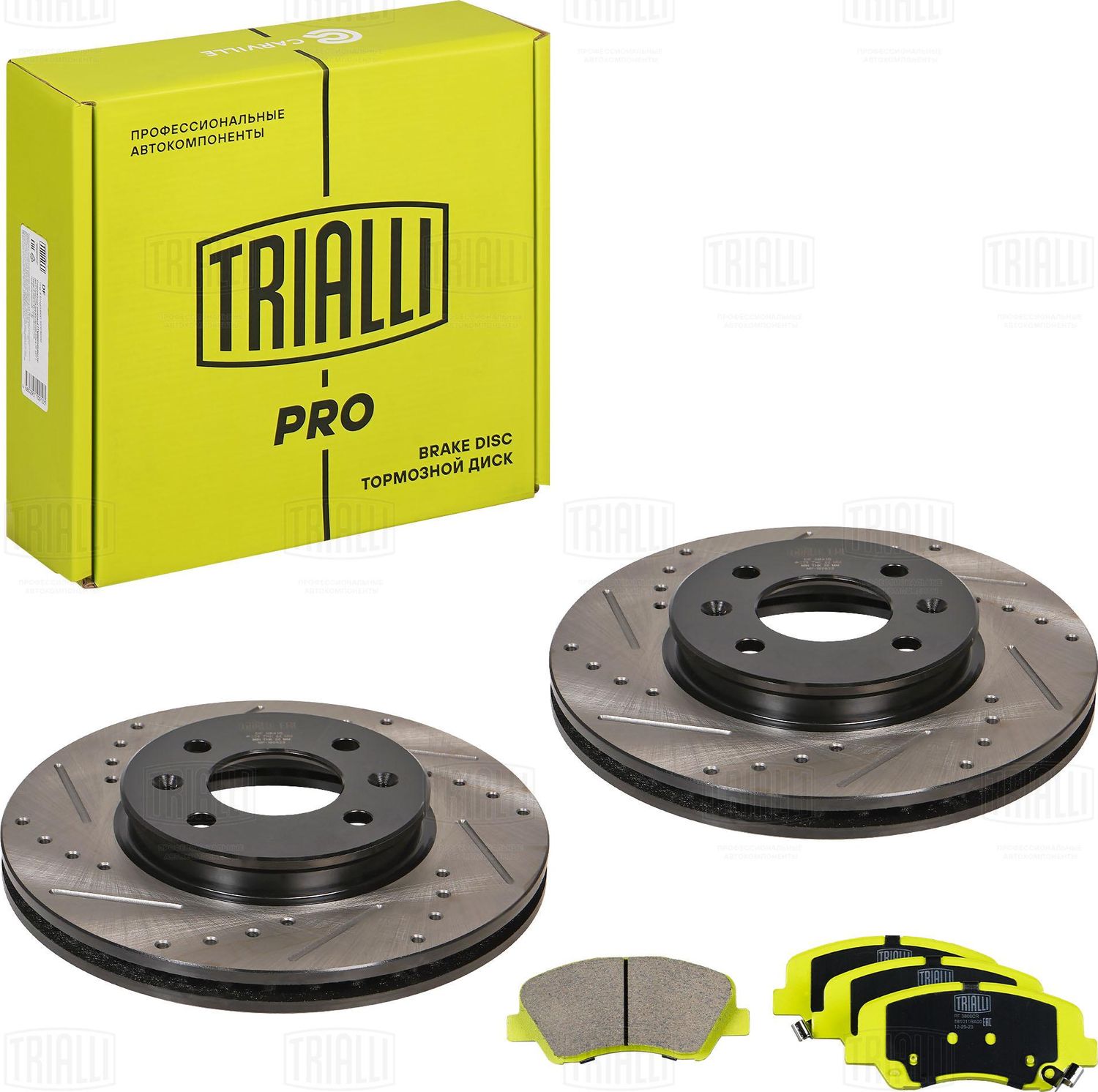 Комплект торм. дисков и колодок для а/м Kia Rio (10-) перед. (перф/слот/окраш+ке (Trialli). Артикул BK0841S