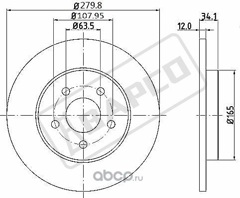 Тормозные диски задн.невентил.BD0381 (Bapco). Артикул BD0381