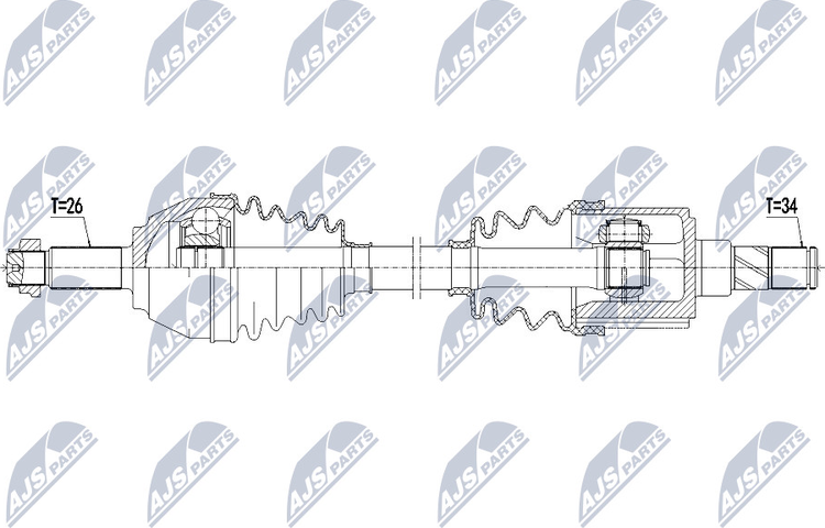 Полуось (привод в сборе, приводной вал) NTY. Артикул NPW-BM-125