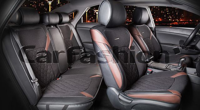 Накидки универсальные CarFashion Sting Plus для авто, цвет Кофе/Черный. Артикул 22359