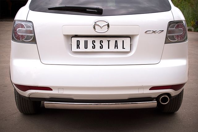 Защита RusStal заднего бампера d75х42 для Mazda CX-7 2010-2013. Артикул MC7Z-000649