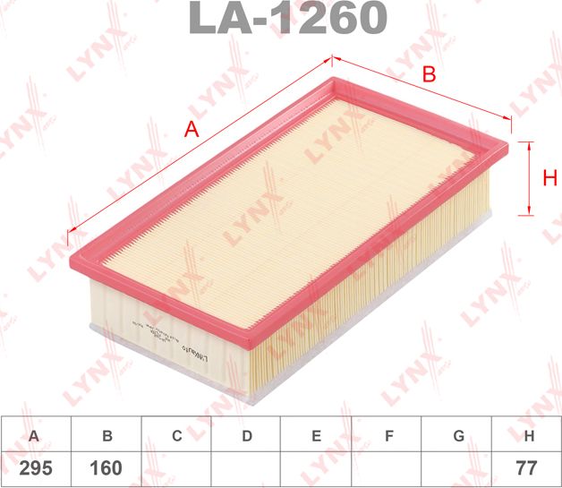 Воздушный фильтр LYNXauto. Артикул LA-1260