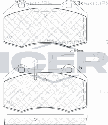 Тормозные колодки Icer для Alfa Romeo MiTo I 2008-2018. Артикул 181879