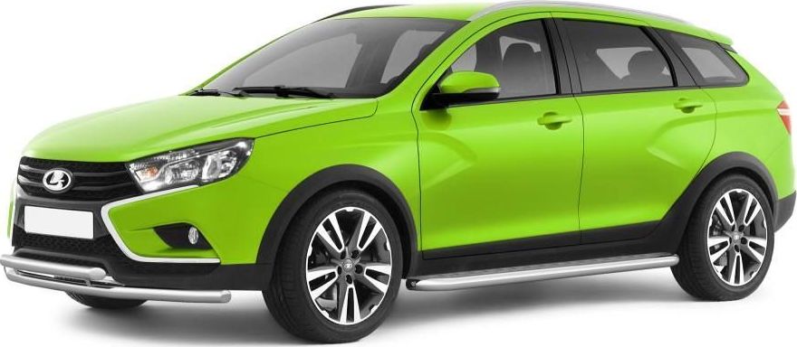 Защита порогов PT Group с алюминиевой площадкой d51 (НПС) для Lada Vesta SW Cross 2017-2026. Артикул LSC220302