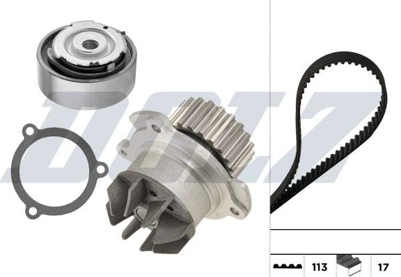 Помпа (водяной насос) с комплектом ремня ГРМ Dolz. Артикул KD296